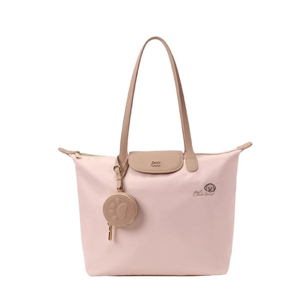 Oxford cloth tote shoulder bag with sandwich pocket in macaron pink colour option