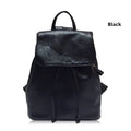 Black genuine leather women's backpack with multiple compartments and waterproof design