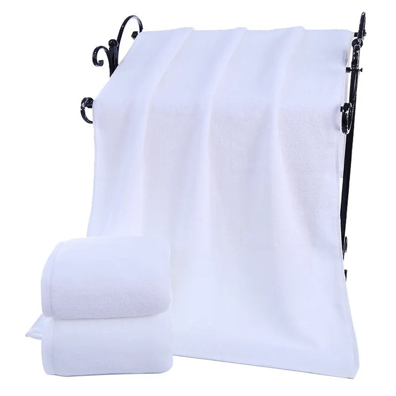 White cotton bath towel thickened absorbent 21 strand yarn plain weave 70x140cm