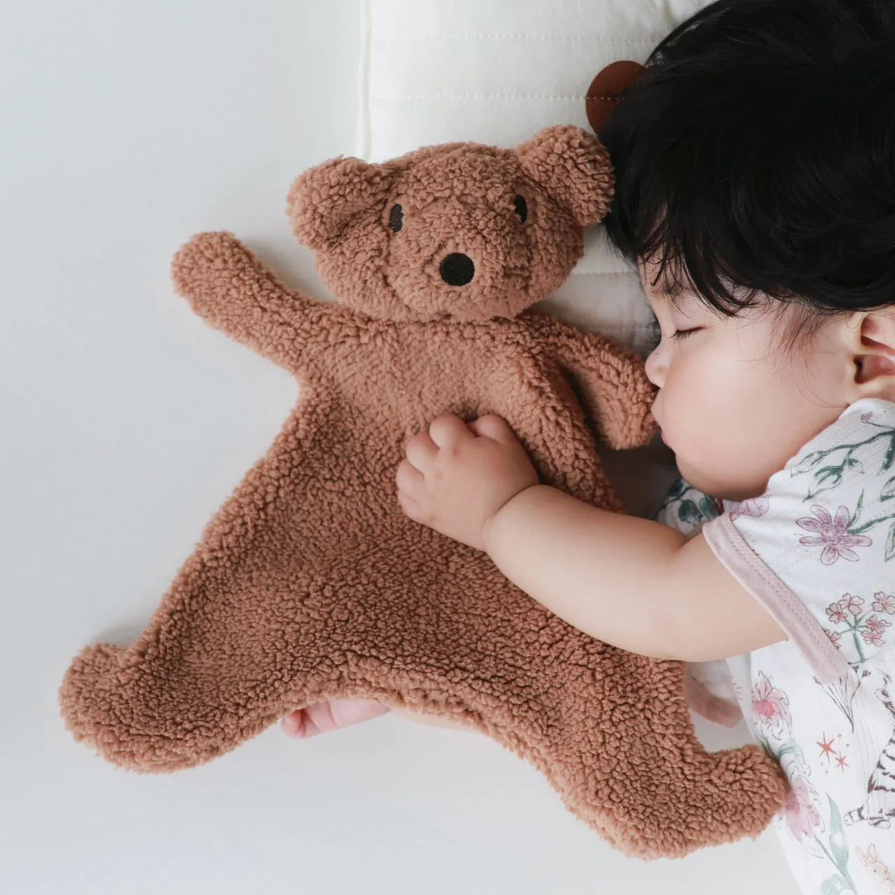 Beige sheep velvet plush sleeping bear doll for infants 30x29.5cm
