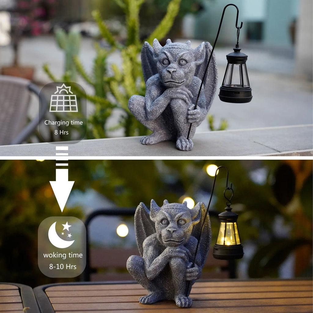 Solar garden light stone statue ghost resin ornament 17cm x 13cm x 21cm American style