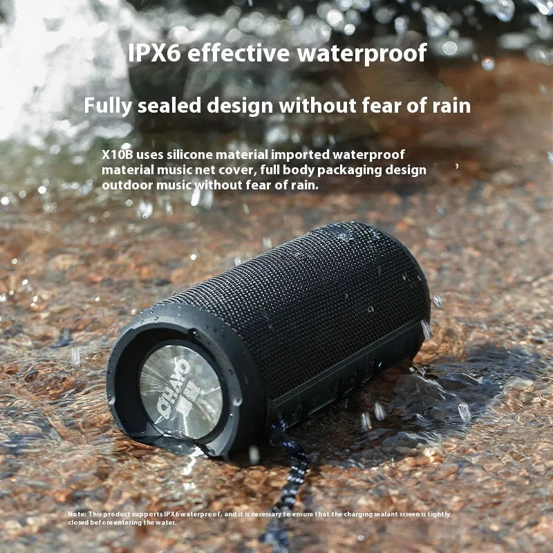 Bluetooth speaker home portable with subwoofer, 3600mAh battery, and waterproof nylon silicone shell in black standard edition