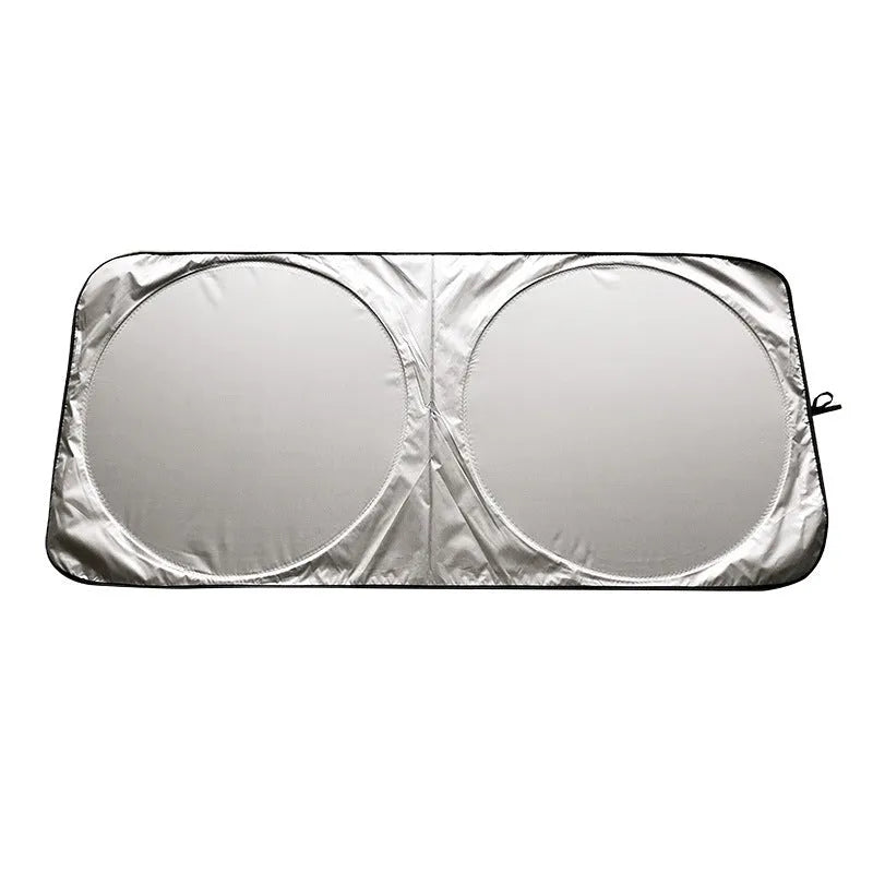 Silver-tape car sunshade measuring 190x90cm with storage cloth bag