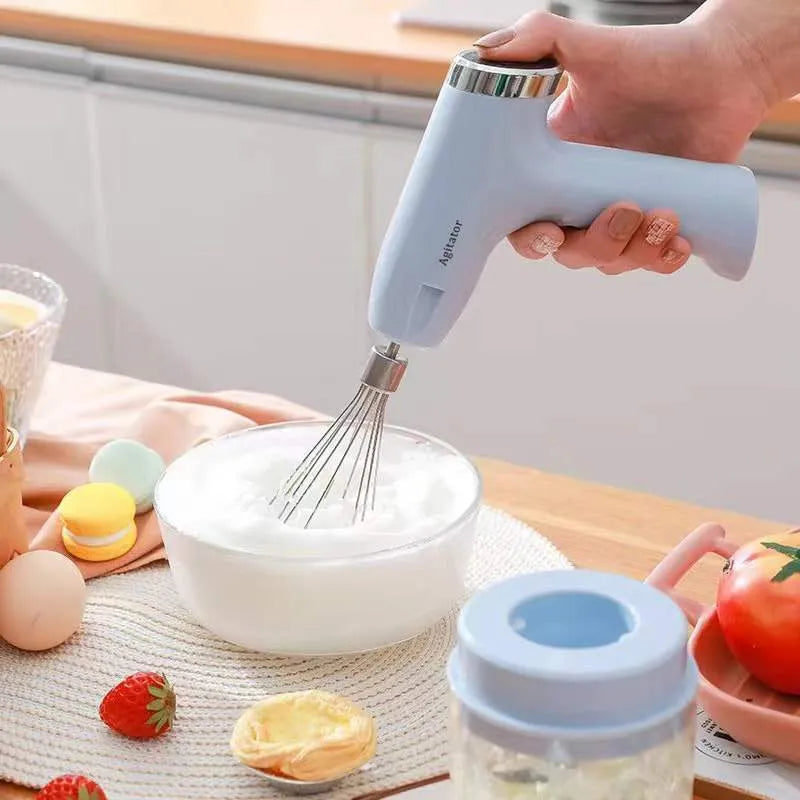 Wireless electric whisk two-in-one blender with cream packer and meat grinder in pink, blue or green