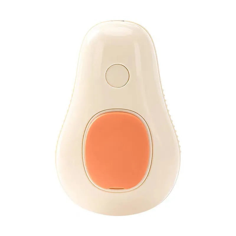Avocado green themed pet spray brush with massage and hair removal functions on an ABS plastic handle.