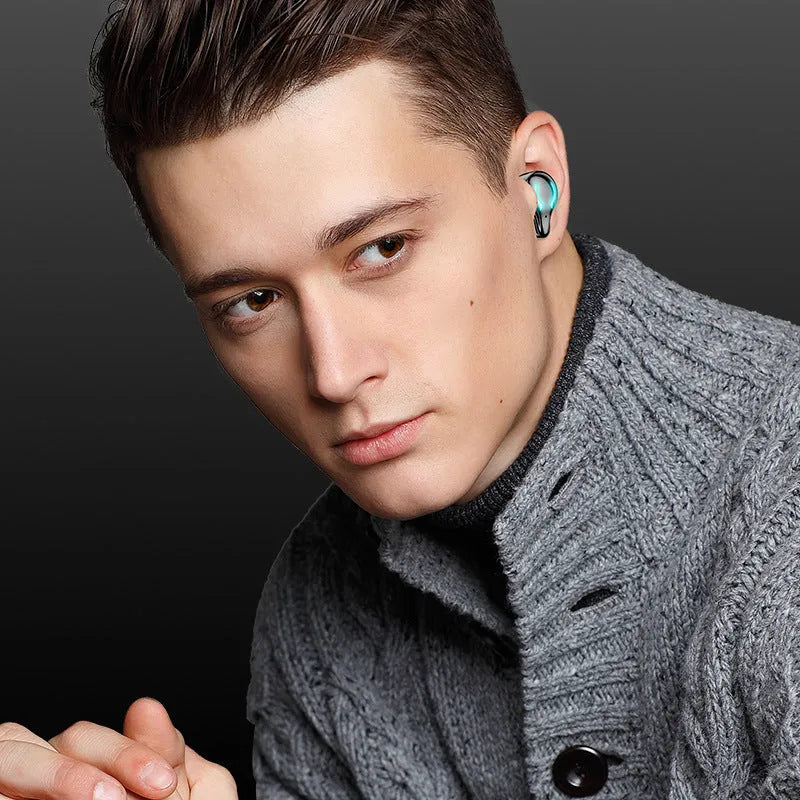 Black in-ear Bluetooth gaming headset with zero latency for mobile e-sports