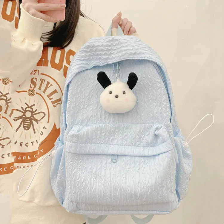 Large capacity nylon school backpack for grades 5-6, solid colour, waterproof and anti-theft