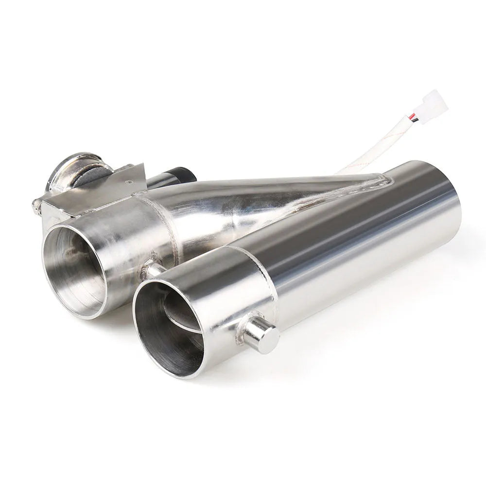 Silver stainless steel electronic control double valve exhaust pipe for car modification, 2-3 inch diameter options