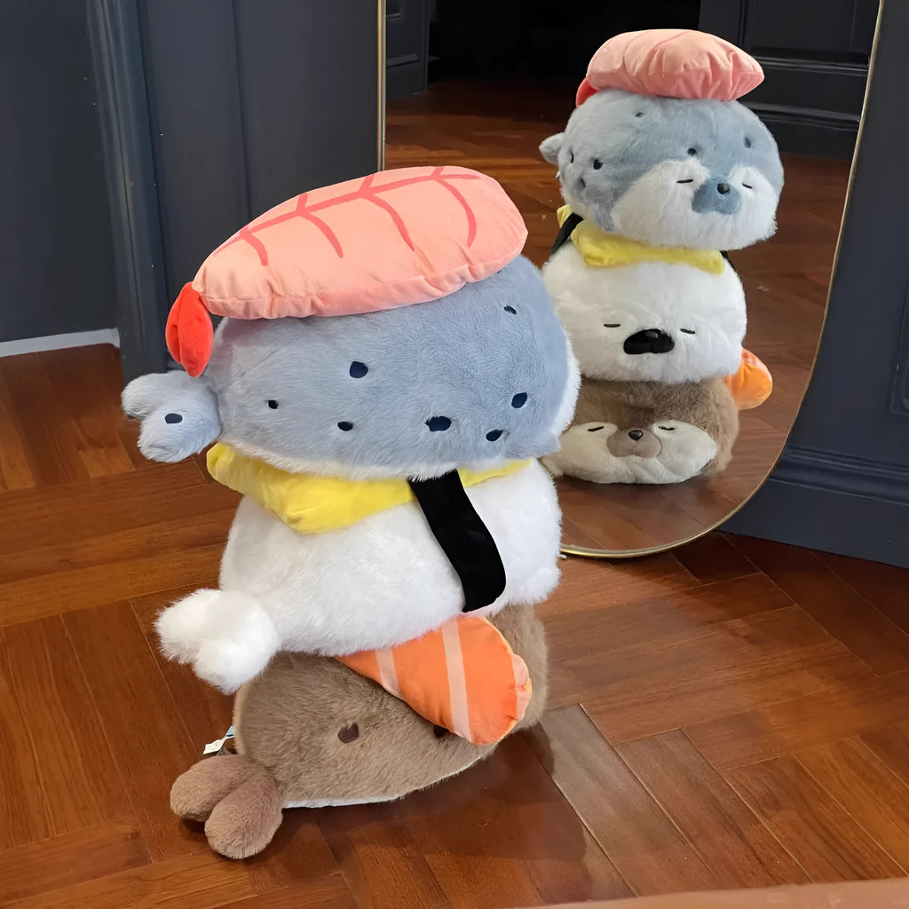 40cm lying sea otter plush doll in brown with PP cotton filling for comfort sleep