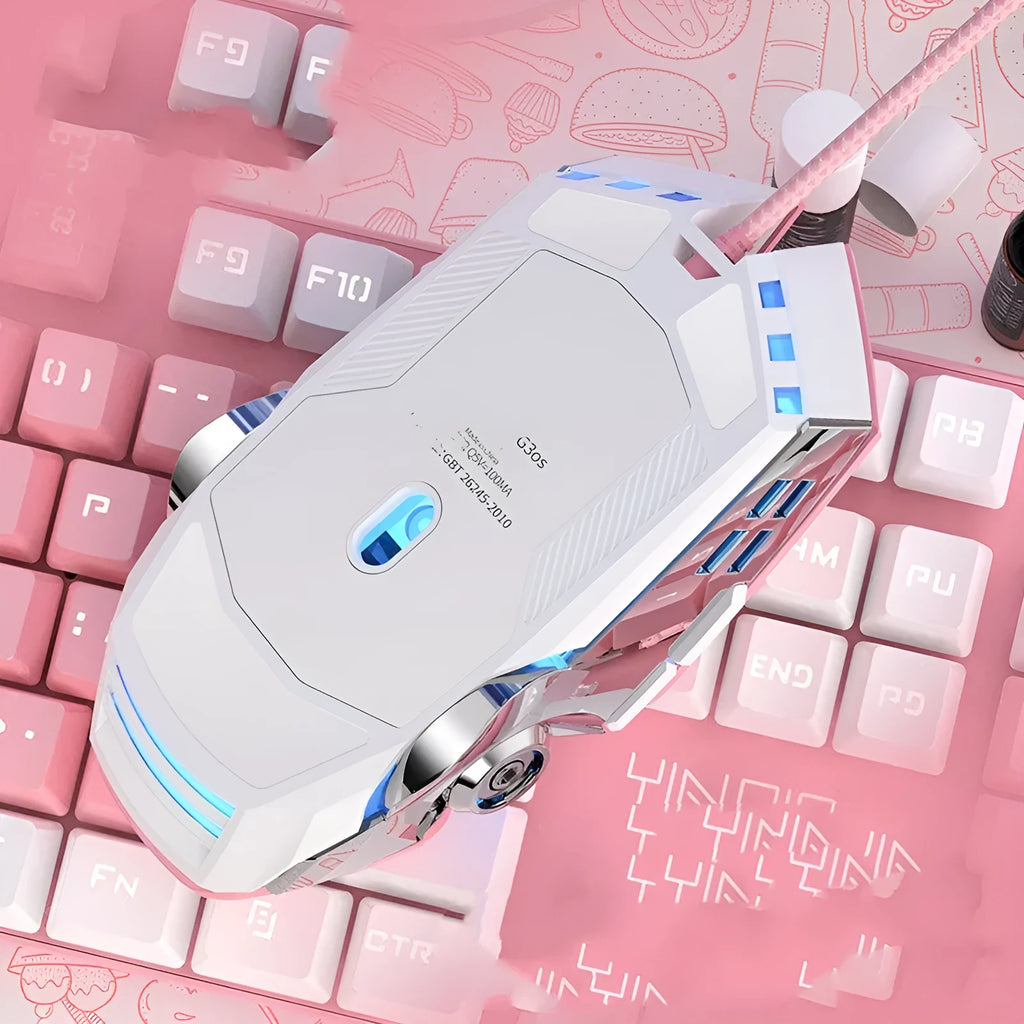 Wired gaming mouse with 7 keys, 3200 DPI, mute function, USB connection, ergonomic design, size 100-120mm