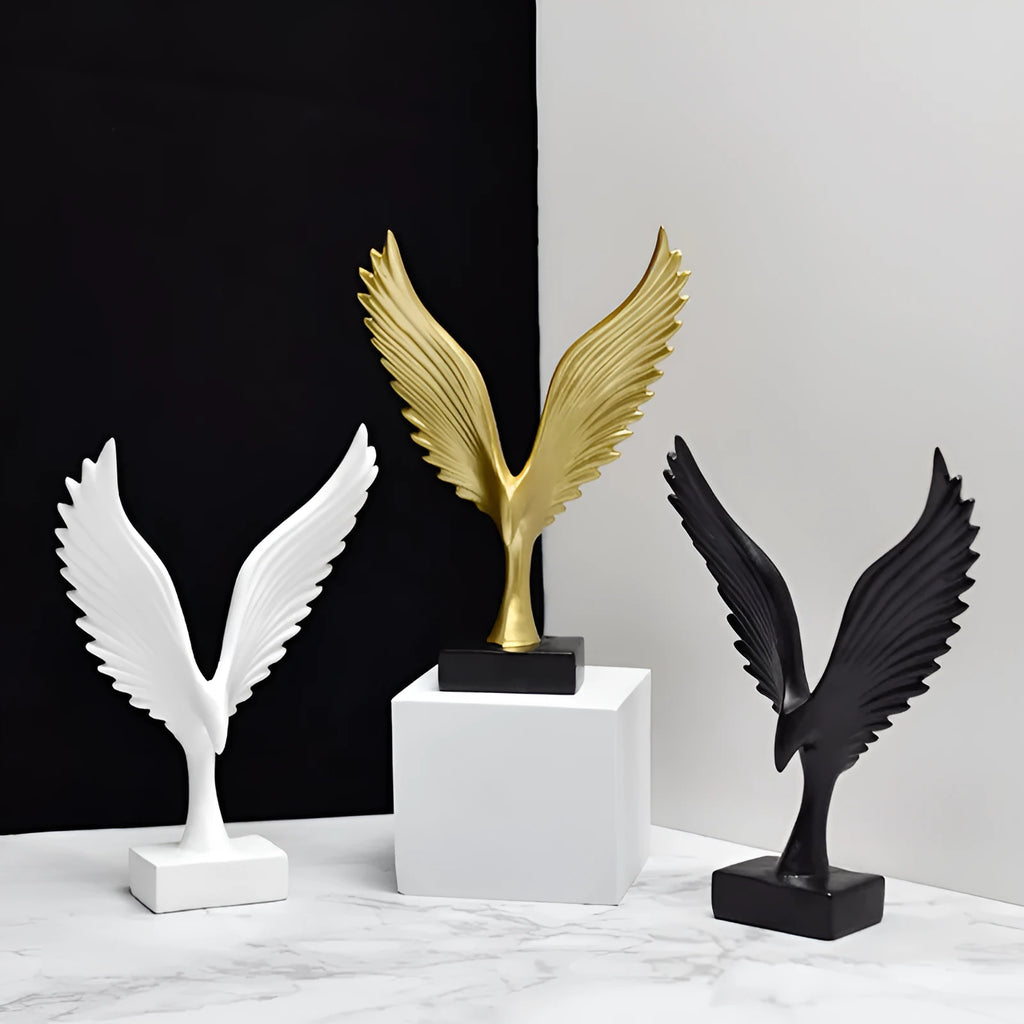 Mini synthetic resin wing ornament in golden, gold silver, white or black Roc and Angel designs
