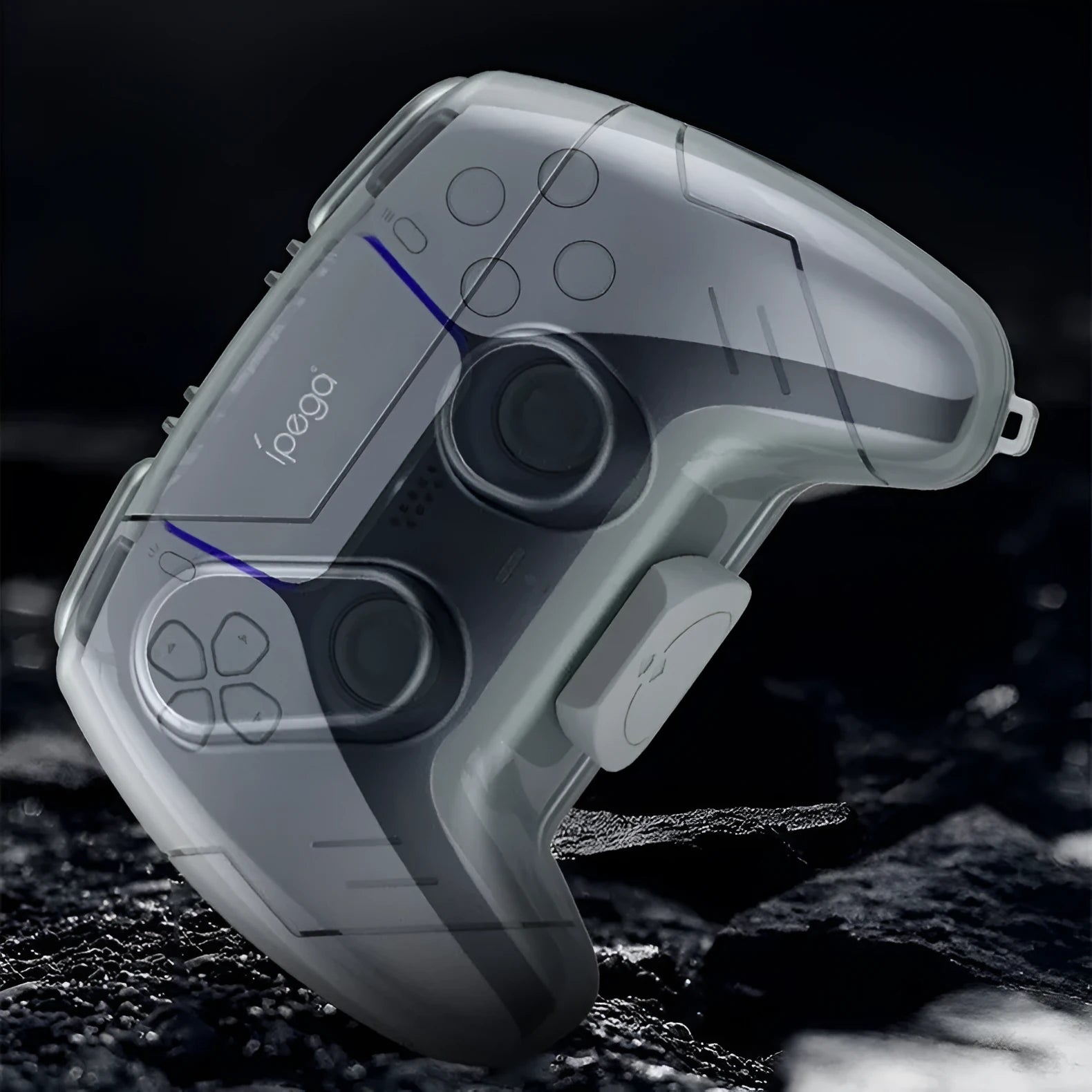 Transparent grey hard plastic game controller protective storage case