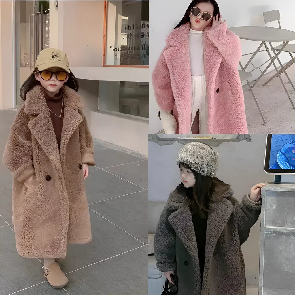 Teddy fleece quilted long cotton coat, mid-length beltless single-breasted, Black And Gray Coffee Pink, height 95to100cm to 120to130cm
