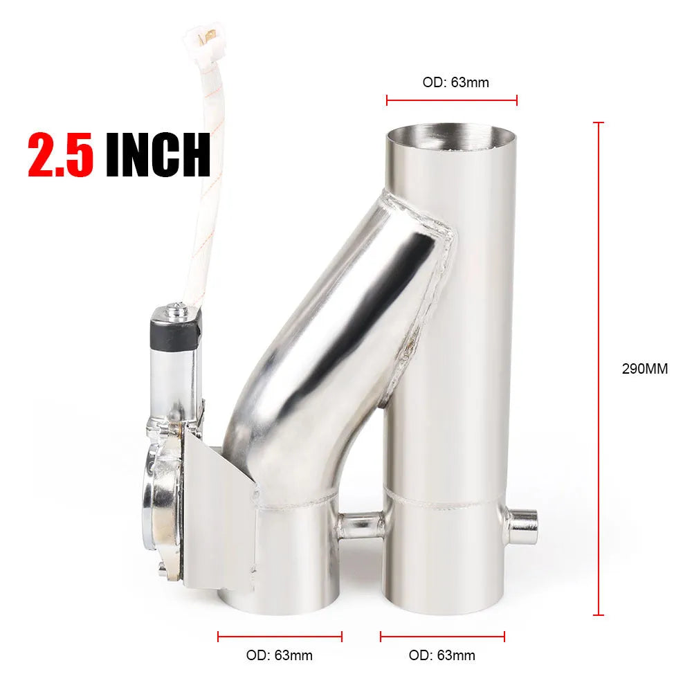 Silver stainless steel electronic control double valve exhaust pipe for car modification, 2-3 inch diameter options