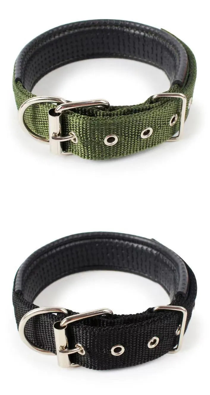 Nylon dog collar for small and medium dogs, adjustable S to XXL, in blue colour with metal buckle