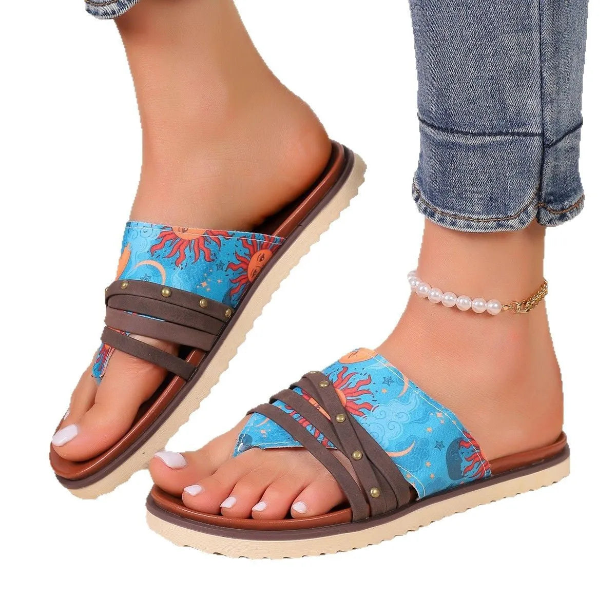 Women's plus size flip-flop sandals in candy colours with artificial PU upper and rubber sole