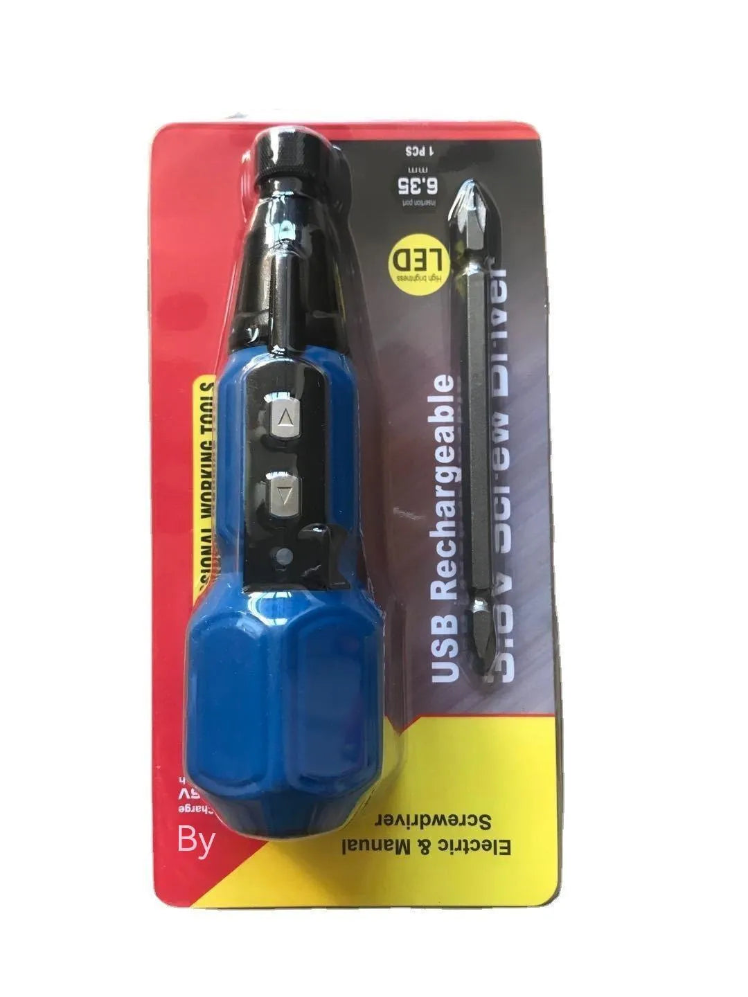 Alloy steel straight handle electric screwdriver in black or blue colour.