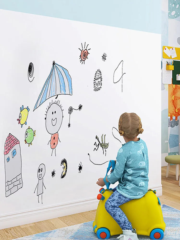 White electrostatic whiteboard sticker for children's room, PP removable flat wall writing board