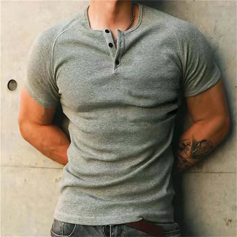 Men's retro cotton short sleeve loose fitness t-shirt in solid colours, sizes M to XXXL