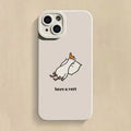 Creative cartoon duck design silicone phone case for Apple iPhone in black, white, or blue colours