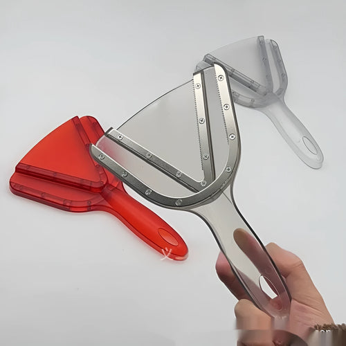 Adjustable telescopic plastic bottle opener with non-slip grip in red, clear, and grey colours.