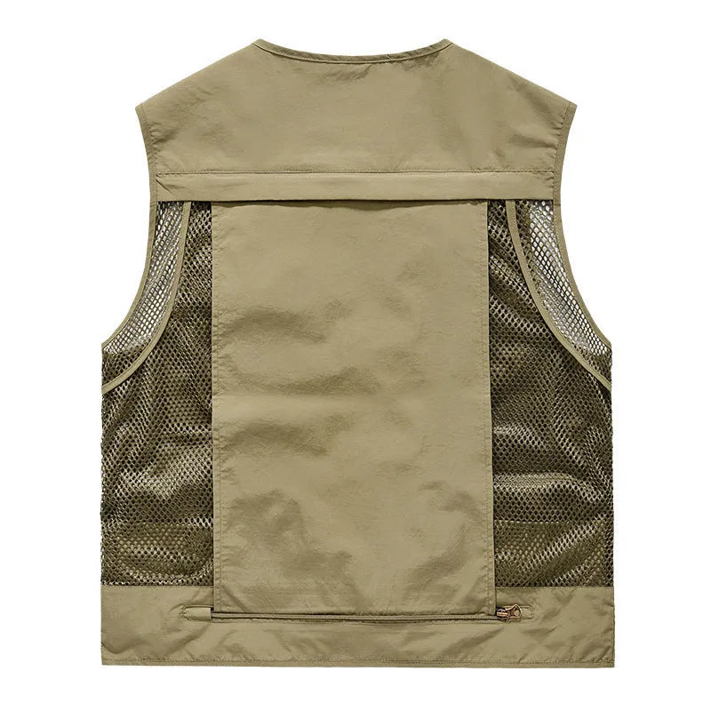 Men's loose fit mesh quick-dry vest in solid colour nylon, shown front view