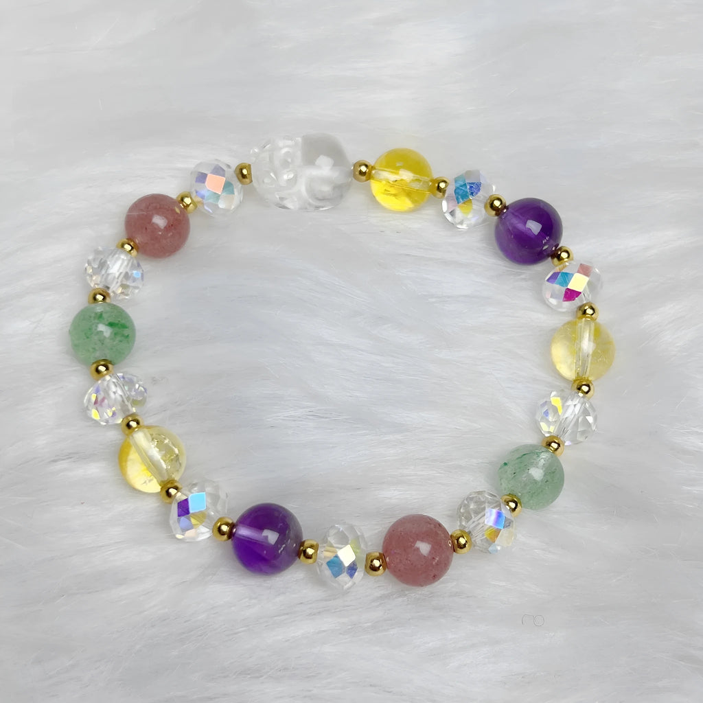 Handcrafted clear crystal bracelet with a detailed Phoenix Nine Tail Fox charm and adjustable clasp.