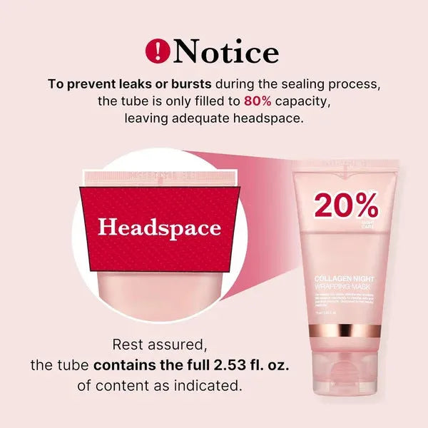Collagen night mask with brush applicator in 75ml bottle for evening skincare