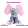 Children's singing plush elephant toy in blue or pink with music and sound, English battery version.