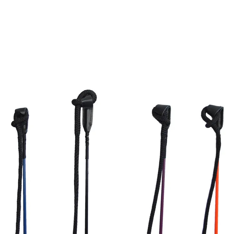 Advanced nylon and fibre glass training whip for horse riding, approximately 100-110cm long.