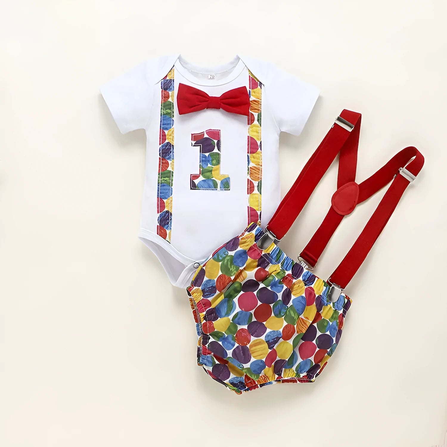 Cotton baby romper summer playsuit with shorts length in dinosaur blue, green or polka dot patterns