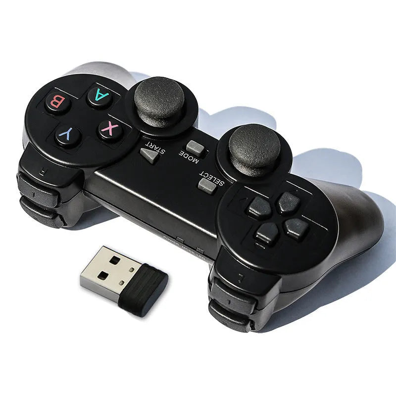 Black wireless 2.4GHz gamepad controller with USB receiver for PC, Android TV, PS3 and STEAM gaming