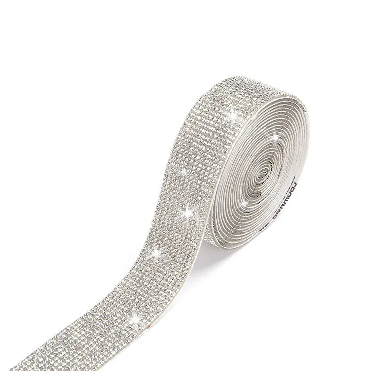Glass self-adhesive water drill strip in white and AB colour for clothing and shoe decoration