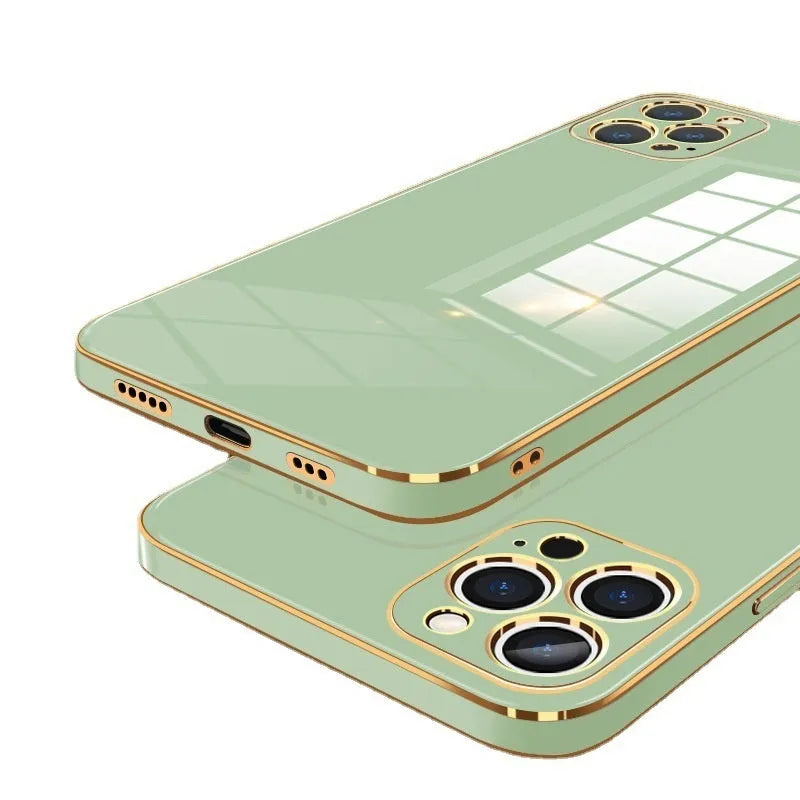 6D straight edge electroplating TPU phone case for iPhone in mint green colour.
