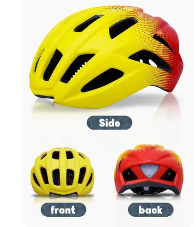 ZH*002 orange In-Mold cycling helmet for road and mountain biking, showing 16 ventilation holes.