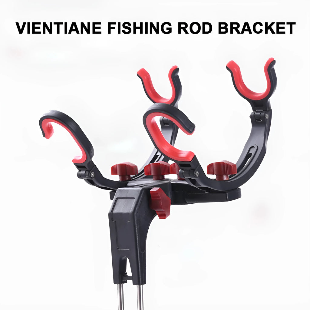 360 degree adjustable fishing rod holder with stainless steel spikes, nylon frame, universal fit, foldable design