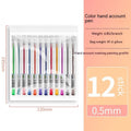 Set of 12 coloured gel pens with 0.5 mm tips in a box, plastic barrel stationery
