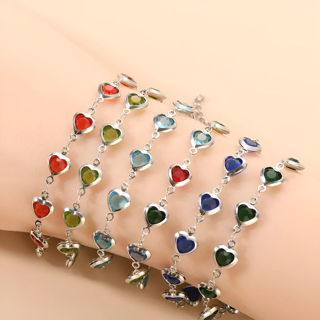 Geometric devil's eye stainless steel bracelet with colourful electroplated finish and oval pendant