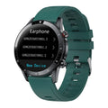Bluetooth smart watch with a 1.3-inch screen on a wrist, showing call and music player functions.