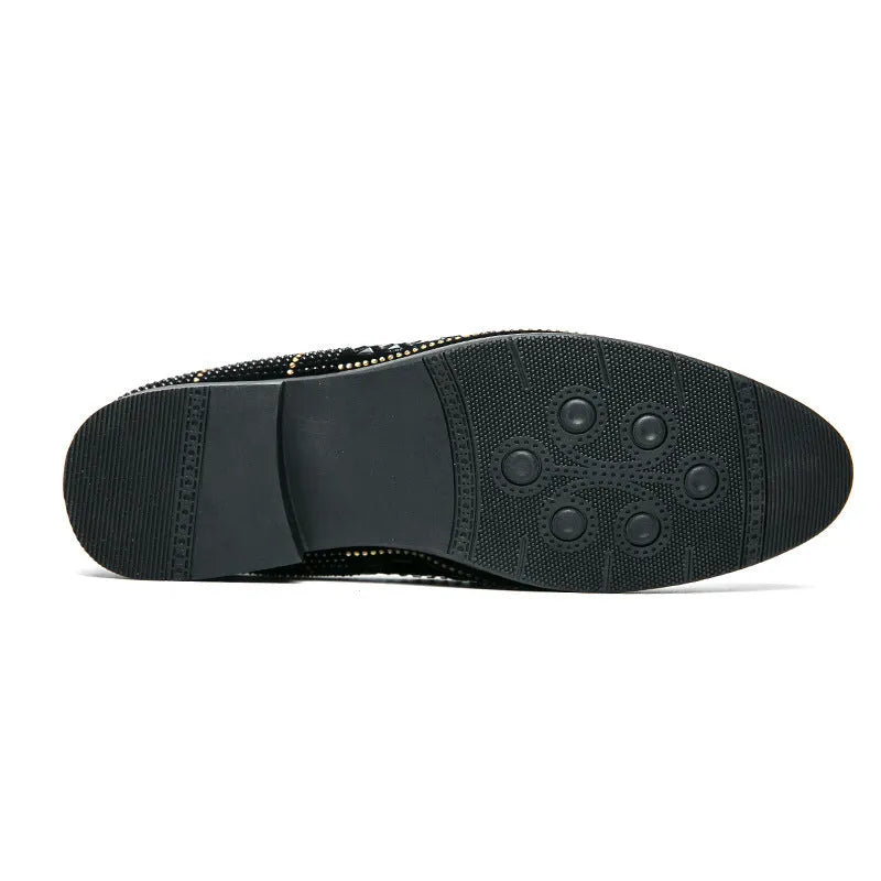 Men's black casual business leather shoes with round toe and sewing thread detail, low-top, artificial PU upper