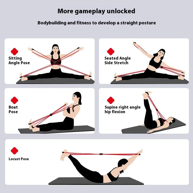 Blue and red eight character fitness puller for shoulder and upper body exercises
