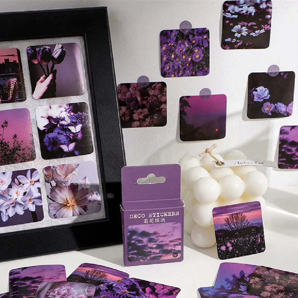 Box of six Nordic-themed decorative sticker sheets showing patterns like roses, flowers, and abstract designs.