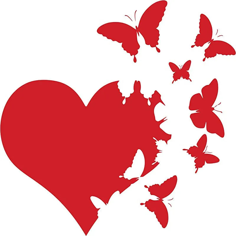 Butterfly car decoration sticker in six colours with 15cm square plastic design