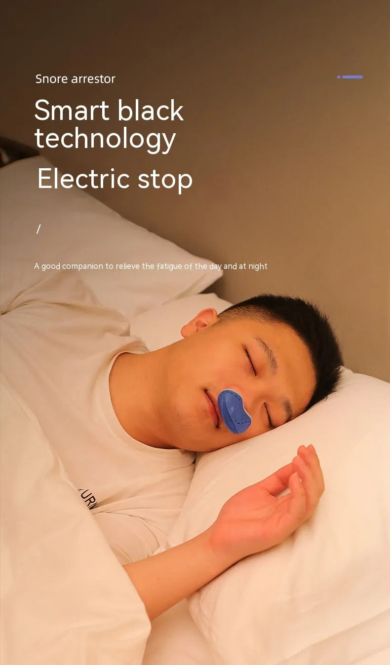 Electric household anti-snoring device with white silicone shell and USB charging port