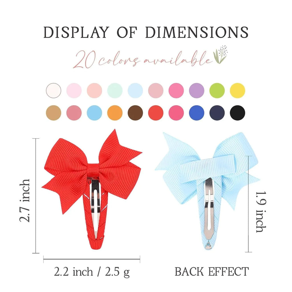 40 multicolour snap hair bow clips with grosgrain ribbon pinwheel design for girls babies toddlers