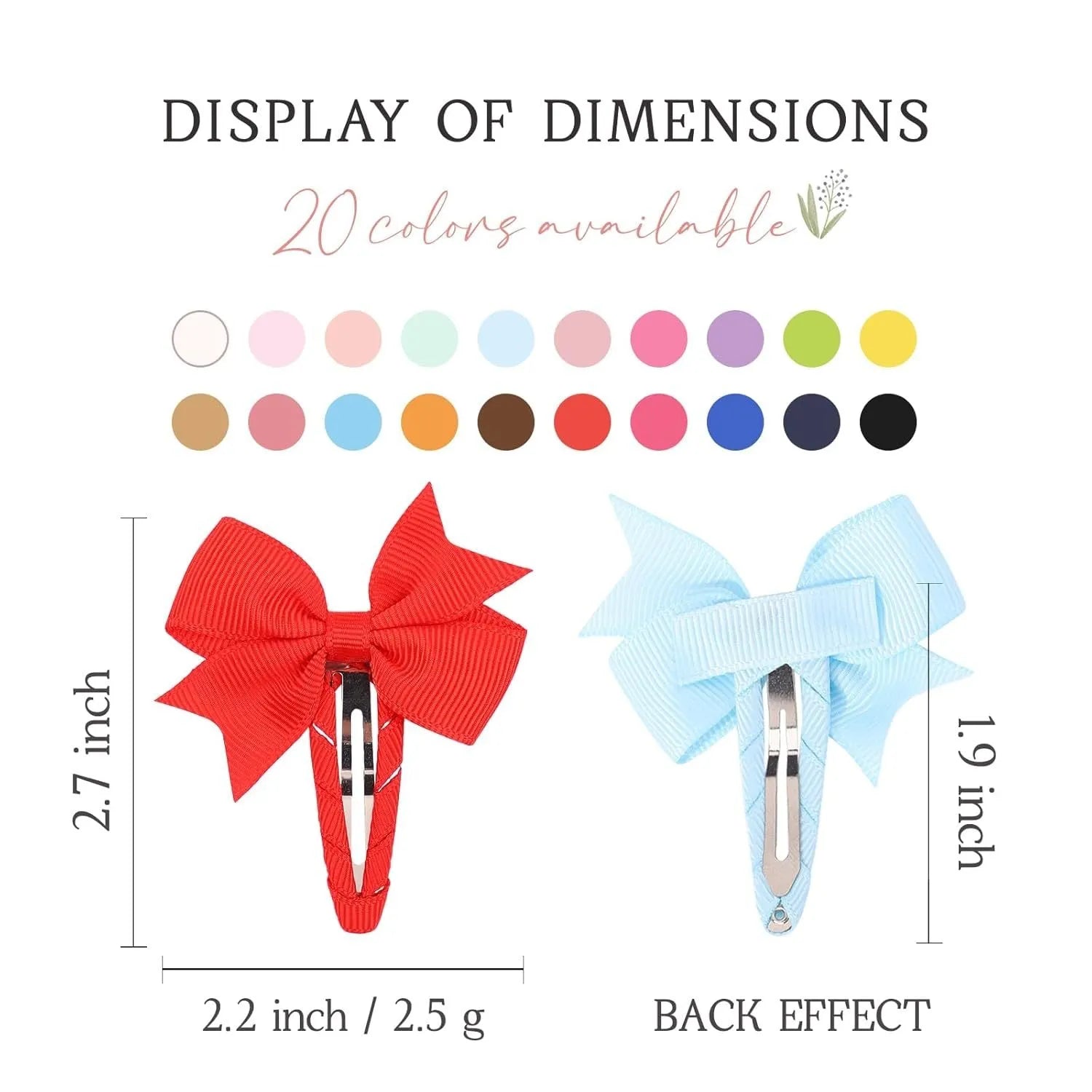 40 multicolour snap hair bow clips with grosgrain ribbon pinwheel design for girls babies toddlers