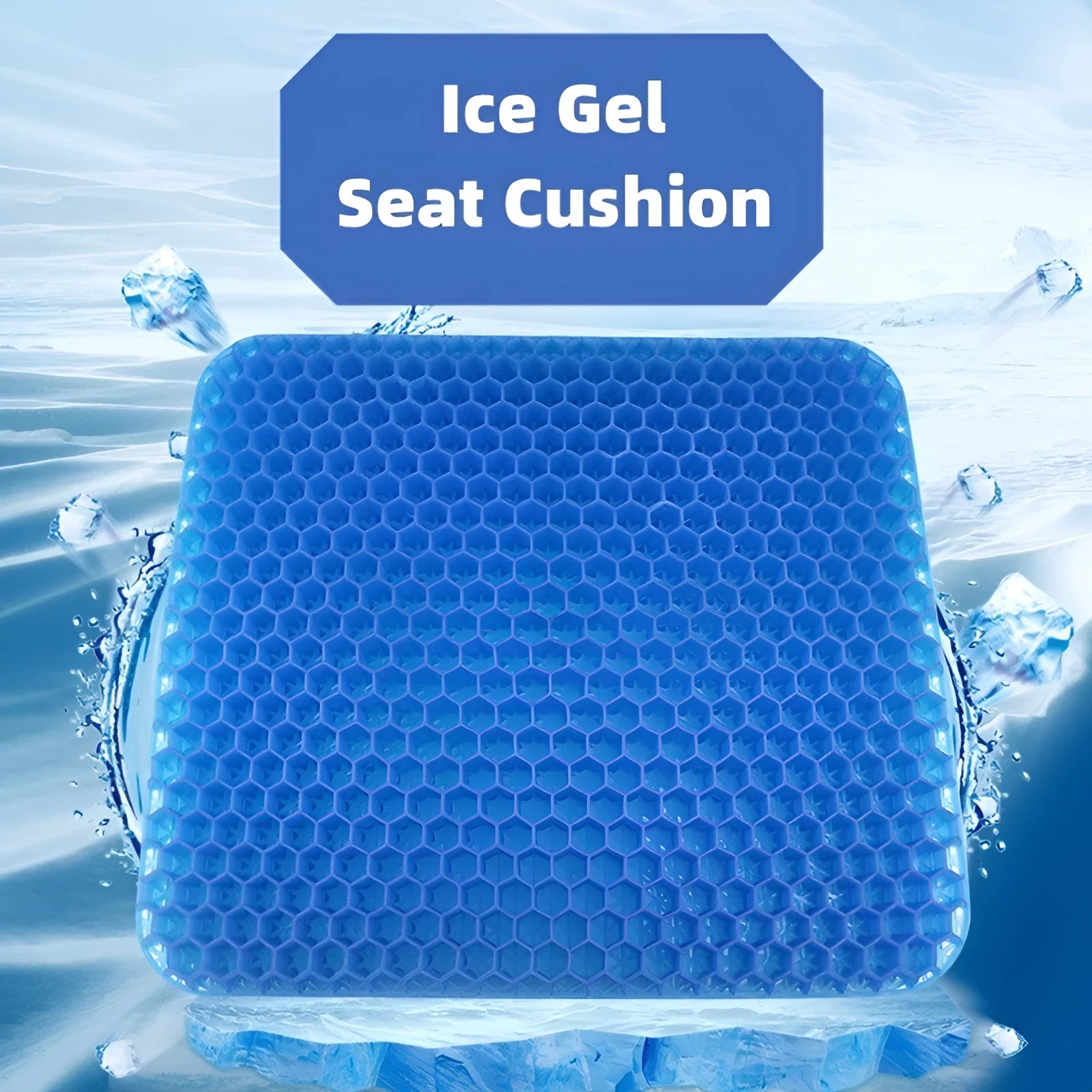 Double-thick gel seat cushion with breathable honeycomb pattern in a solid colour
