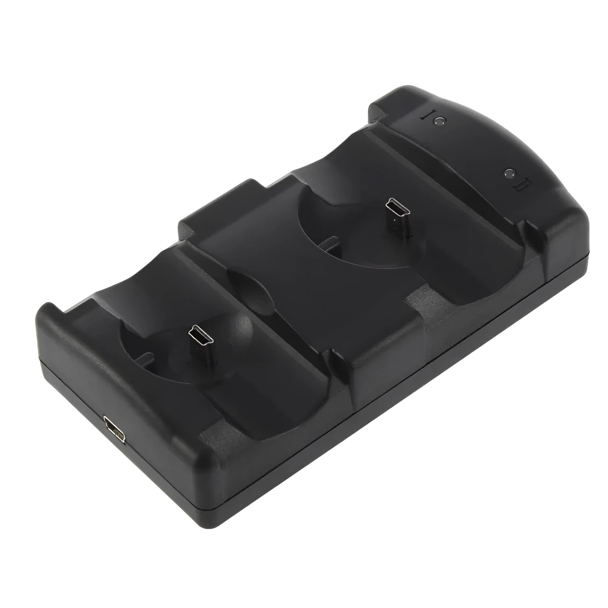 Black plastic PS3 two-in-one wireless charger base with USB connection for original PlayStation 3 controllers