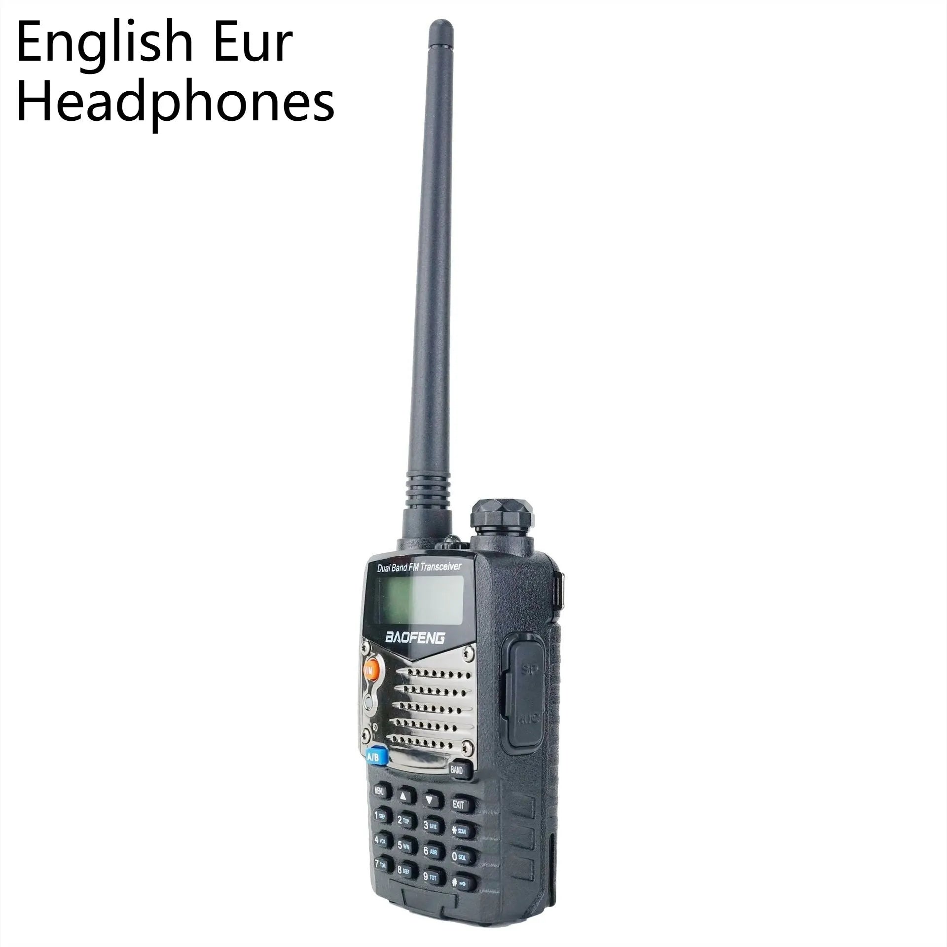 Baofeng UV-5RA dual-band walkie talkie with dual display and multiple headset configuration options