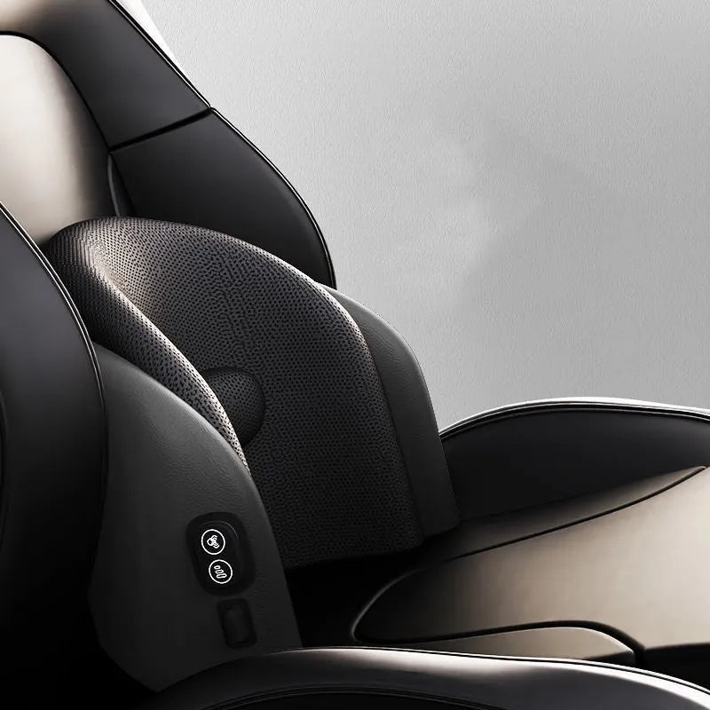 Memory cotton car massage cushion on a car seat in classic black colour.